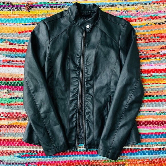 baccini black leather jacket
